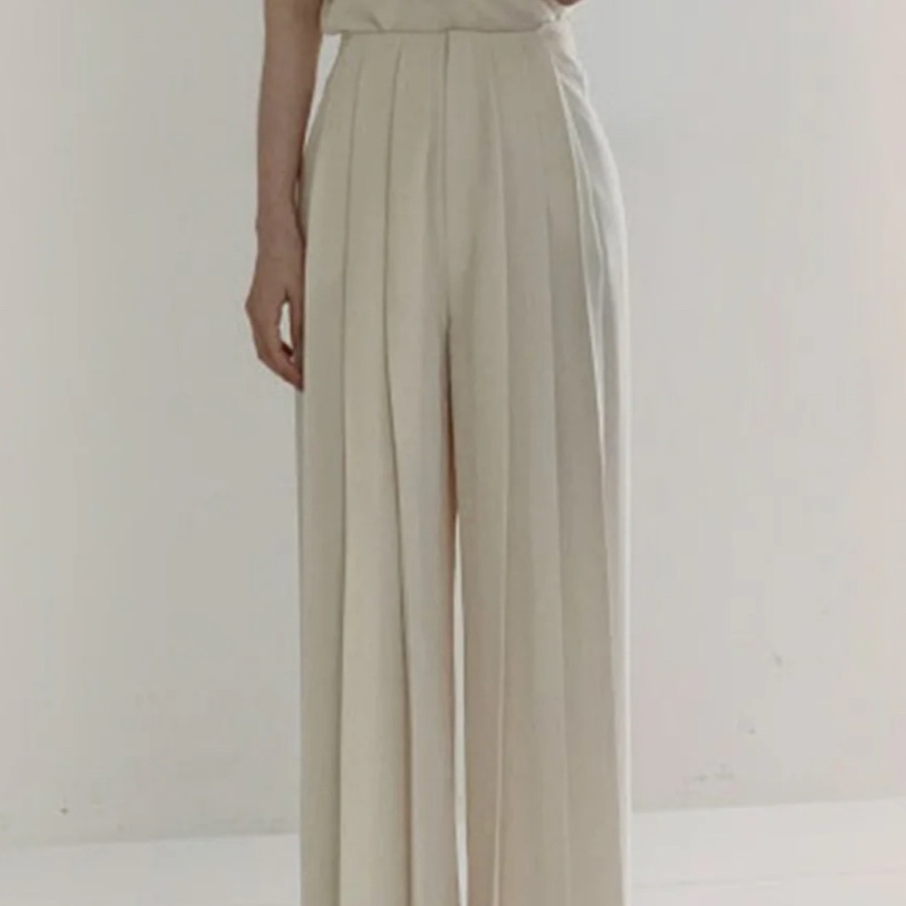 Commense Cream Wide-Leg Trousers